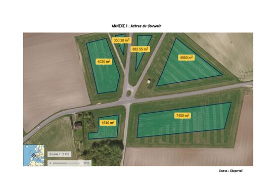 Plan qui délimite la zone de plantation au niveau du miscanthus