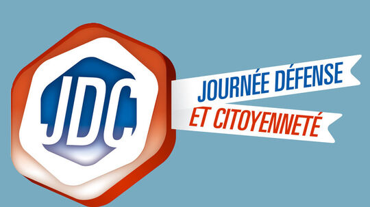 logo de la journée défense et citoyenneté aux couleurs du drapeau tricolore