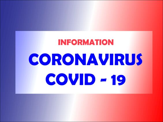 Bandeau bleu blanc rouge qui indique une information sur le coronavirus
