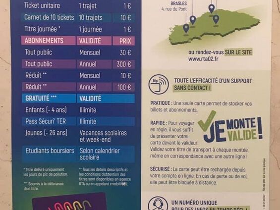 Flyer de la RTA pour les nouveaux tarifs à 1€